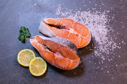 SALMON FISH SLICES  சல்மன்மீன்~துண்டுகள்‌  [3Slices=1Lb~சராசரி]                           (Per/Lb)